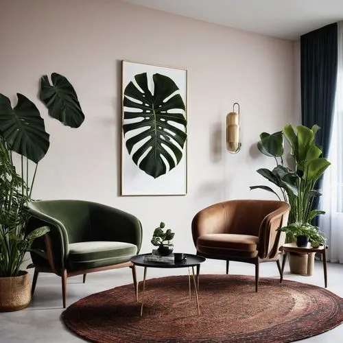 danish furniture,mid century modern,chaise lounge,modern decor,house plants,mid century,chair circle,interiors,apartment lounge,contemporary decor,interior design,mid century house,seating furniture,scandinavian style,soft furniture,chaise longue,houseplant,furniture,livingroom,sitting room,Photography,General,Realistic