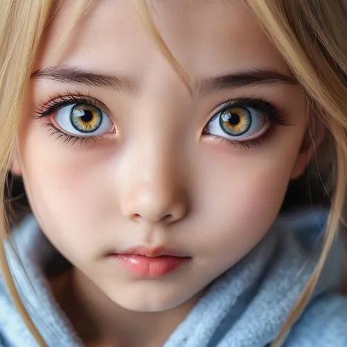 doll's facial features,female doll,mayeux,blue eyes,heterochromia,children's eyes,regard,girl doll,artist doll,blue eye,japanese doll,little girl,pupil,mirada,girl portrait,behenna,pupils,anime 3d,the blue eye,young girl,Photography,General,Realistic