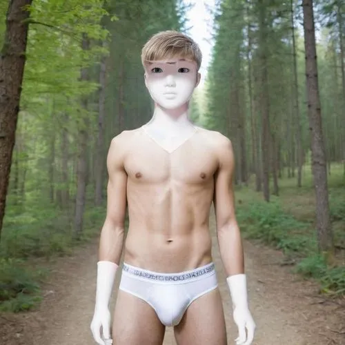 forest man,hiker,in the forest,slender,jockstrap,farmer in the woods,jogger,male ballet dancer,faun,a wax dummy,male model,briefs,tan chen chen,long underwear,white wood,woodland,sixpack,blindfolded,n