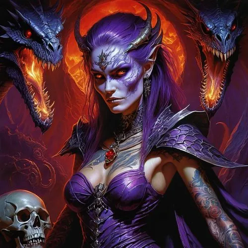 dark elf,undead warlock,violet head elf,evil woman,sorceress,vampire woman,dodge warlock,fantasy portrait,huntress,fantasy art,purple,fantasy woman,heroic fantasy,gara,mezzelune,wall,vampire lady,devil,blue enchantress,the enchantress,Illustration,Realistic Fantasy,Realistic Fantasy 32