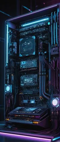 fractal design,rgb,purpureum,gigabyte,computer art,sli,ultraviolet,tron,graphic card,computerized,uv,cyberpunk,cybersmith,computed,aesthetic,computational,motherboard,ryzen,ultramodern,old rig,Illustration,Retro,Retro 25