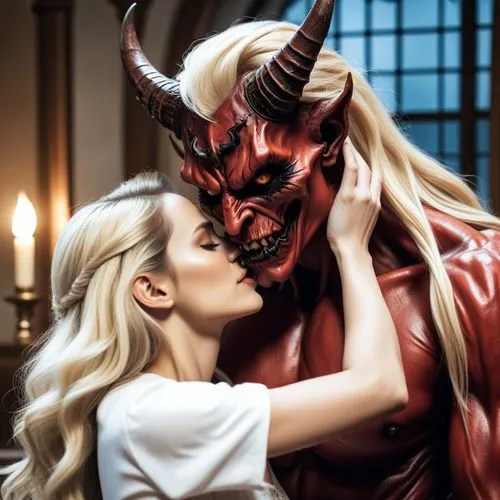 Make the demon darker and give her blonde hair and a softer face,a girl is with the devil,malekith,diabolus,azazel,satana,wishmaster