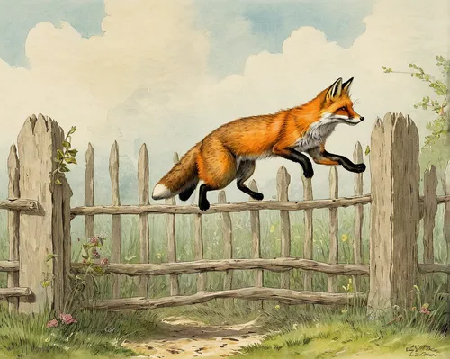 fox hunting,vulpes vulpes,ox,hurdle,fox stacked animals,leap of faith,horse running,jumping,leaping,escaping,a fox,garden-fox tail,farm gate,hunting scene,fox and hare,fox,leap,high jump,neigh,flying fox,Art,Classical Oil Painting,Classical Oil Painting 31