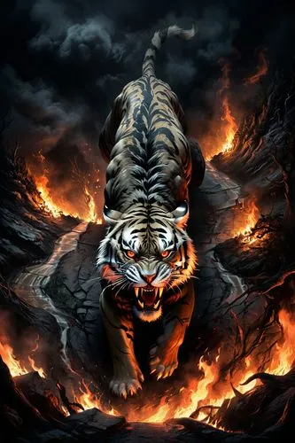 feuer, Dämonische tiger, horror augen,hottiger,jayasimha,bengal tiger,tiger png,rakshasa,tora,harimau,tiger,tigris,tigar,asian tiger,a tiger,white tiger,siberian tiger,tiger head,rimau,fire background