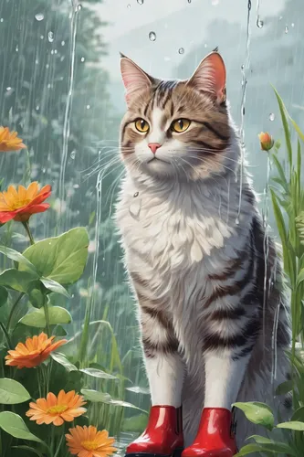 rain cats and dogs,raindops,rainy season,rainy day,rain boot,american shorthair,raining,rainy,heavy rain,rainy weather,walking in the rain,wetterhoun,in the rain,rain,cute cat,raincoat,raincloud,cat image,precipitation,after rain,Unique,Design,Character Design