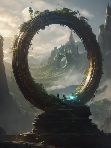 time spiral,stargate,semi circle arch,portals,round arch,fantasy landscape,half arch,spiral,flow of time,helix,wormhole,circle,portal,circular,3d fantasy,fantasy art,spiral background,a circle,futuristic landscape,arc,Conceptual Art,Fantasy,Fantasy 11