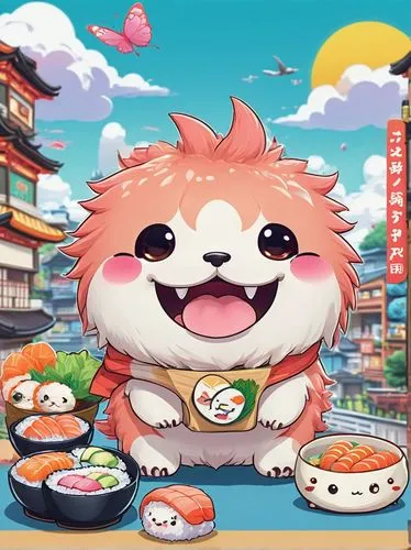 round kawaii animals,kawaii food,kawaii foods,kawaii animals,katsudon,tonkatsu,kusa mochi,kawaii pig,sushi,rice ball,bento,mochi,pungsan dog,game illustration,sushi roll images,sushi japan,sushi roll,chow chow,maki roll,birthday banner background,Illustration,Japanese style,Japanese Style 02