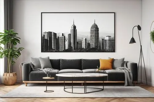 modern decor,apartment lounge,contemporary decor,wall decor,cityscape,modern minimalist lounge,wall art,wall decoration,living room,livingroom,modern living room,interior decor,shared apartment,city skyline,slide canvas,urban towers,the living room of a photographer,apartment,interior design,city scape,Conceptual Art,Daily,Daily 07