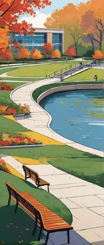 autumn park,benches,lake park,overpeck,schulich,park lake,autumn in the park,njitap,mahtomedi,fall landscape,meadowvale,park bench,rit,macalester,ubc,uoit,herman park,cartoon video game background,umbc,oakbrook,Illustration,Vector,Vector 01