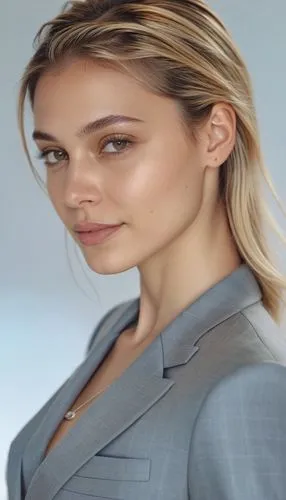  woman face model, suit,  angular cheekbones,  Strong and angular mandibule, smile,Blond woman with model face and suit,blur office background,sarikaya,cara,female hollywood actress,rashida,mammadova,