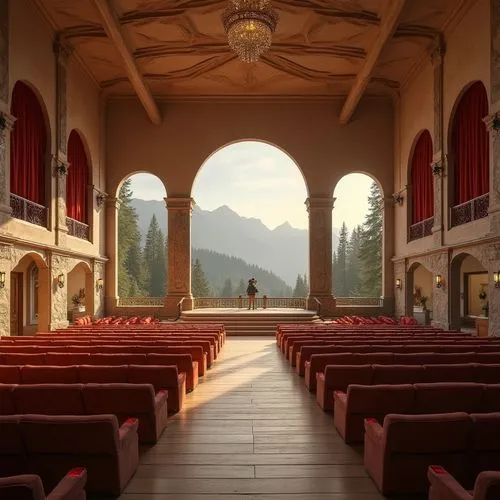 church painting,concert hall,empty hall,pews,oberammergau,immenhausen,sanctuary,kaslo,auditorium,hall of the fallen,chapel,tabernacles,lecture hall,theater stage,kantorei,tabernacle,pipe organ,gpib,theater curtains,zaal,Photography,General,Realistic