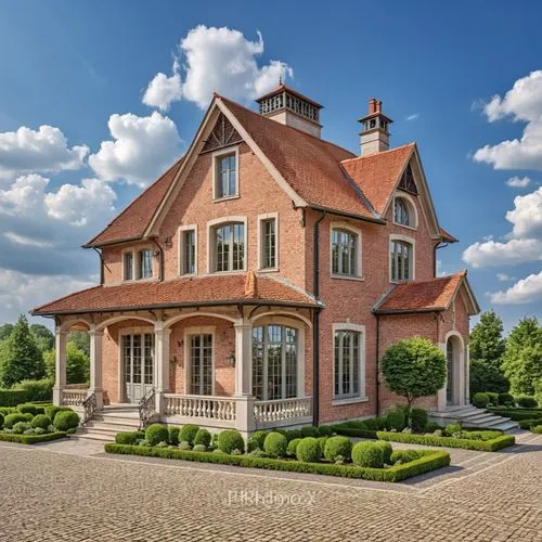 a picture of a large home with the driveway in front,new england style house,danish house,country house,beautiful home,two story house,country estate,Photography,General,Realistic