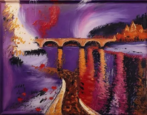 pont du gard,viola bridge,chain bridge,pont,rainbow bridge,pont d'avignon,Illustration,Abstract Fantasy,Abstract Fantasy 14