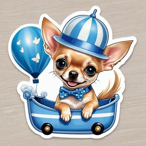 telegram icon,skycar,clipart sticker,filbert,chihuahua,french bulldog blue,Unique,Design,Sticker