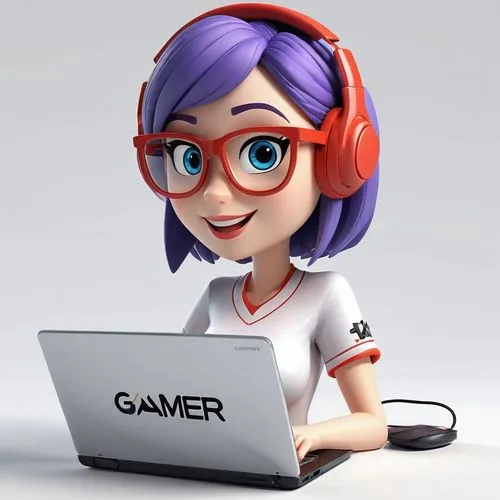 gamer,girl at the computer,cute cartoon character,anime 3d,gamer zone,gamers,3d model,cute cartoon image,female nurse,gaming,gamers round,headset,receptionist,nerd,animator,geek,girl studying,headset profile,amiga,vector girl,Unique,3D,3D Character