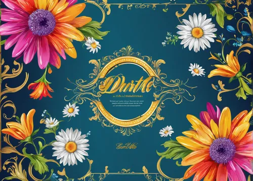 Design a vibrant and colorful invitation using daisy clipart for a summer party.,drink ticket,floral digital background,floral mockup,distilled beverage,floral digital paper,drink,book cover,cooking b