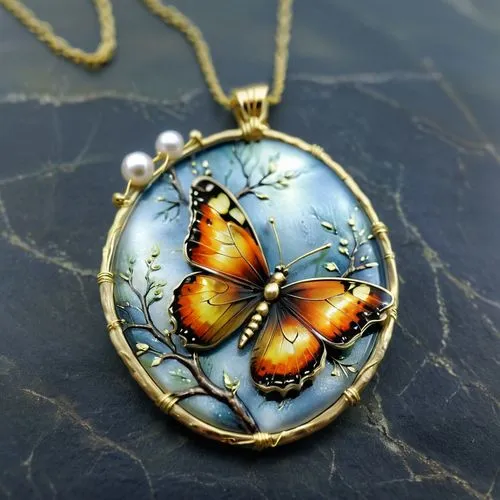 butterfly floral,necklace with winged heart,boloria,ulysses butterfly,tortoise shell,orange butterfly,Conceptual Art,Daily,Daily 32