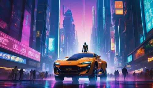 cyberpunk,3d car wallpaper,shanghai,futuristic,honda nsx,mazda rx-7,cityscape,toyota supra,yellow car,mg f-type magna,lamborghini urus,supra,dystopian,wallpaper,toyota ae85,merc,mazda mx-5,colorful city,infiniti,metropolis,Illustration,Retro,Retro 06