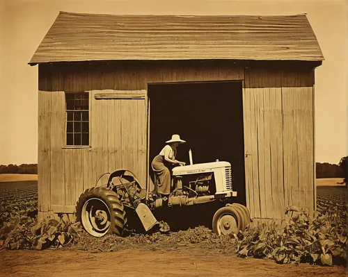 Female Organic Farmer Harvest Building Retro,farmworker,threshing,agricultural machine,farm tractor,aggriculture,farm workers,agriculture,ambrotype,straw cart,old tractor,agricultural use,straw carts,