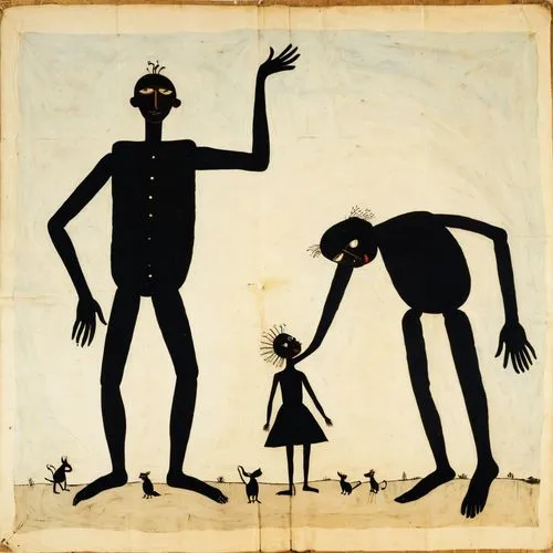 sewing silhouettes,parents with children,pathologic,marionettes,abductees,collodi,Art,Artistic Painting,Artistic Painting 47