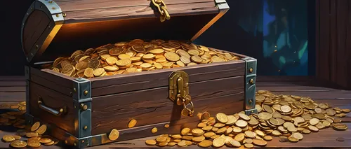 treasure chest,pirate treasure,gold bullion,crypto mining,a bag of gold,music chest,savings box,accumulator,bitcoin mining,windfall,gold shop,wooden buckets,coins stacks,storage-jar,stockpile,collected game assets,wooden barrel,gold bars,treasure,gold is money,Conceptual Art,Oil color,Oil Color 24