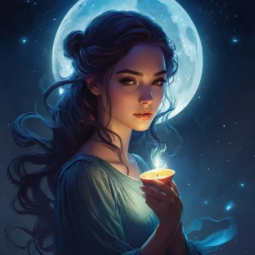 blue moon rose,mystical portrait of a girl,fantasy portrait,moonbeam,blue moon,moonflower,light of night,moonlit,moonlit night,moana,luna,romantic portrait,zodiac sign libra,moon shine,sorceress,moon and star,moon phase,lunar,lantern,moonlight,Conceptual Art,Fantasy,Fantasy 17