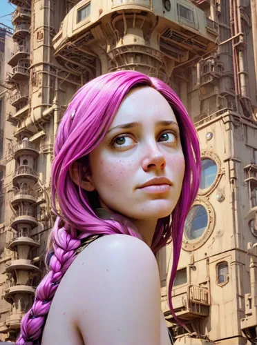 rapunzel,violet head elf,gaudí,la violetta,hawa mahal,fae,mauve,pink city,fatayer,girl in a historic way,magenta,purple skin,purple rizantém,purple dress,city ​​portrait,purple chestnut,violet,pink-purple,rem in arabian nights,world digital painting