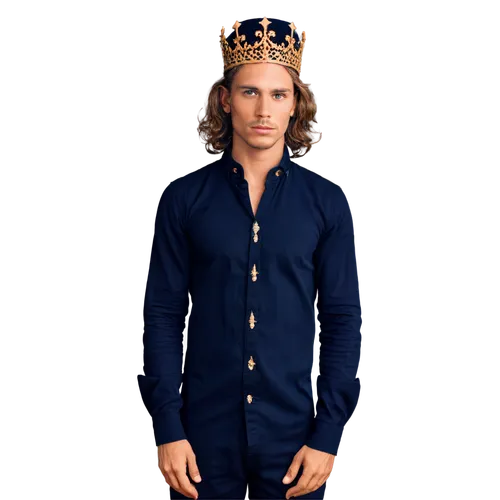 King, crown, male, majestic, golden ornaments, precious gems, black velvet background, luxurious fabric, regal posture, proud expression, detailed facial features, soft focus, shallow depth of field, 