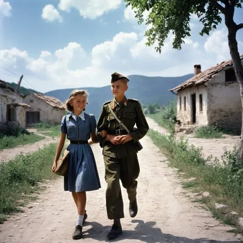 vintage boy and girl,yugoslavians,sound of music,kosovars,slovenians,bosniaks,transylvanians,kosovo,vintage man and woman,slovenian,color image,ukrainka,kosova,kalinka,dumitriu,kosovans,bosnia,standarte,world war ii,girl and boy outdoor,Photography,Documentary Photography,Documentary Photography 10