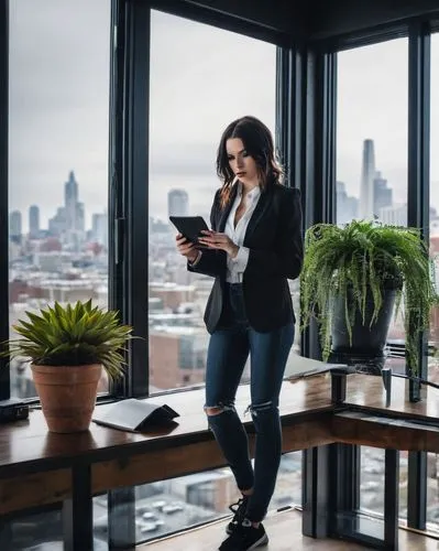 woman holding a smartphone,women in technology,modern office,remote work,blur office background,work from home,bizinsider,workspaces,standing desk,telecommuting,establishing a business,in a working environment,office automation,smartsuite,telecommuters,telecommuter,woman drinking coffee,digital rights management,office worker,working space,Illustration,Realistic Fantasy,Realistic Fantasy 47