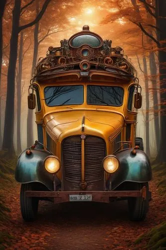 autumn camper,halloween truck,halloween travel trailer,school bus,schoolbus,camping bus,rust truck,caterpillar gypsy,camper van isolated,logging truck,vwbus,breakdown van,retro vehicle,travel trailer poster,halloween car,campervan,truck driver,volkswagenbus,moottero vehicle,vw bus,Art,Classical Oil Painting,Classical Oil Painting 05