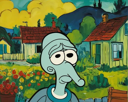 chowder,barnacles,plankton,oil on canvas,vincent van gough,picasso,patrick,bob,blue painting,blue mold,bart,house painting,house of sponge bob,television character,patrick's day,smurf,homer,oil painting on canvas,bartholomew,melancholy,Art,Artistic Painting,Artistic Painting 37