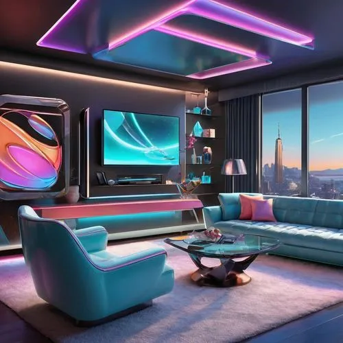 apartment lounge,modern living room,livingroom,living room,spaceship interior,sky apartment,modern room,tv set,living room modern tv,ufo interior,modern minimalist lounge,modern decor,interior design,lounge,3d background,game room,great room,80's design,sky space concept,plasma tv,Illustration,Retro,Retro 12