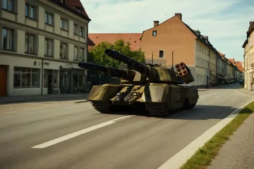 Superheavy tank (3 meters height) moving through German town, broken road,stridsvagn,panzerkampfwagen,abrams m1,jagdpanzer,garzweiler,elmendorf,steyr,theurer,hanomag,stug,nuremburg,armeekorps,kampmeie