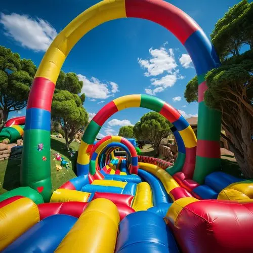 Create an inflatable play area with curvy tunnels, slides, and bounce houses, offering fun activities for children and families,white water inflatables,bouncy castle,bouncy castles,inflatable ring,bou