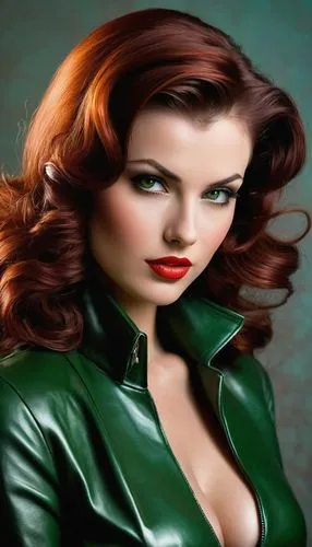 maureen o'hara - female,jane russell-female,retro pin up girl,redheads,retro woman,retro pin up girls,redhead doll,retro women,green jacket,pin up girl,pin-up girl,pin-up model,christmas pin up girl,world digital painting,red-haired,pin ups,pinup girl,redhead,pin up girls,redheaded,Illustration,Realistic Fantasy,Realistic Fantasy 16