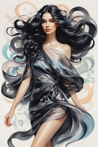 amphitrite,fashion vector,the zodiac sign pisces,fluidity,selene,dyesebel,sirene,sigyn,windblown,naiad,kahlan,inanna,zodiac sign libra,hesperides,horoscope libra,nereids,winget,hecate,boho art style,the sea maid,Illustration,Paper based,Paper Based 11