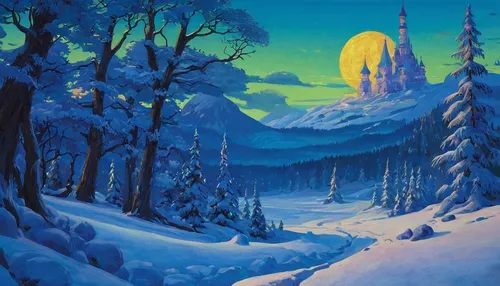 snow landscape,winter landscape,snow scene,snowy landscape,christmas landscape,winter forest,winter background,christmas snowy background,mountain scene,night snow,forest landscape,winter dream,snow mountain,snow trees,snowy mountains,fantasy picture,midnight snow,north pole,fantasy landscape,glory of the snow,Art,Classical Oil Painting,Classical Oil Painting 27