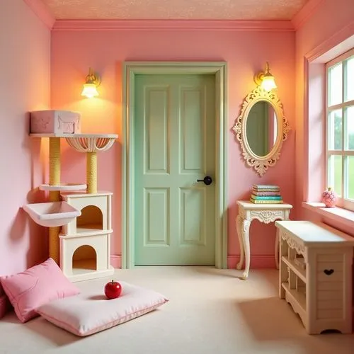 the little girl's room,baby room,doll house,children's bedroom,kids room,nursery decoration