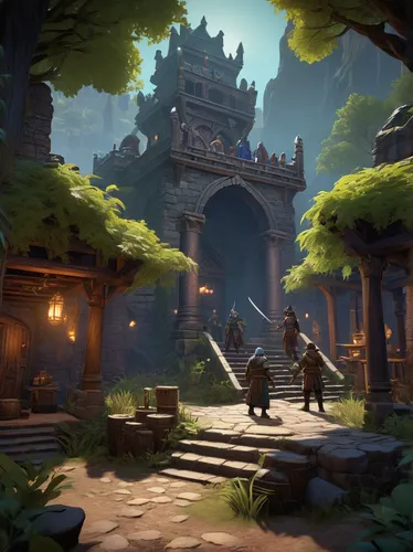 bastion,development concept,concept art,castle iron market,collected game assets,game illustration,game art,monkey island,druid grove,backgrounds,ancient city,the mystical path,shrine,tigers nest,victory gate,portal,kadala,guild,mountain settlement,witcher,Unique,3D,Toy