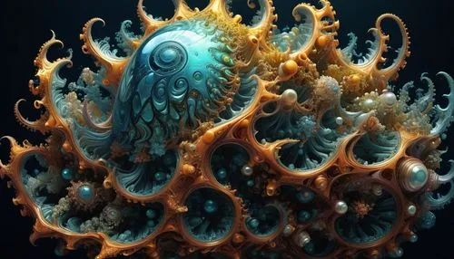 cnidaria,nautilus,deep sea nautilus,coral guardian,cnidarian,polyp,coral swirl,octopus tentacles,deep sea,undersea,coral,coral reef,cephalopod,octopus,mandelbulb,coral-like,the bottom of the sea,under sea,coral fish,deep coral