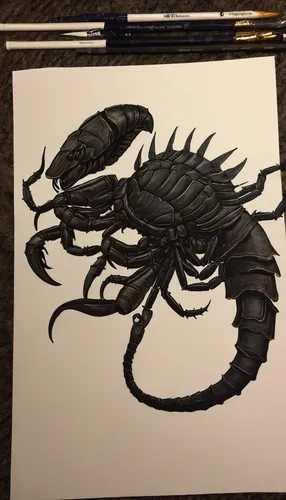 Ed Boon On Twitter Rayhan 93 Scorpion Drawing Done Using Only,centipede,scorpion,isopod,charcoal nest,crustaceans,arthropod,spiny lobster,black crab,trilobite,crustacean,scorpio,crayfish 1,venom,homar