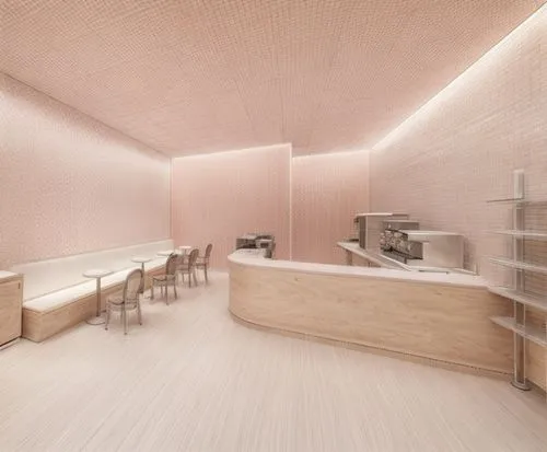 pale pink and light wood bakery,ice cream shop,shower bar,kitchen design,tile kitchen,3d rendering,luxury bathroom,examination room,kitchenette,washroom,rest room,kitchen interior,treatment room,almon