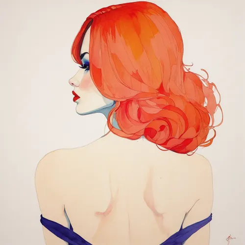 watercolor pin up,pin up girl,pin-up girl,fashion illustration,red-haired,retro pin up girl,pin up,ariel,pinup girl,pin ups,redhead doll,pin-up,red head,clary,valentine pin up,nami,retro pin up girls,pin up girls,pin-up girls,redhair,Illustration,Paper based,Paper Based 19