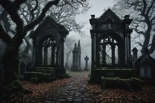 old graveyard,haunted cathedral,necropolis,graveyards,forest cemetery,graveyard,hall of the fallen,old cemetery,cemeteries,mausoleum ruins,dark gothic mood,cemetery,gothic style,cemetry,cemetary,gothic,witch's house,waldgraves,sepulchres,burial ground,Illustration,Black and White,Black and White 15