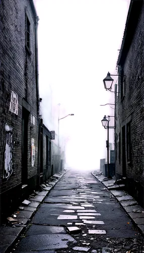 alleyway,alley,foggy day,blind alley,old linden alley,foggy,the street,ghost town,laneway,disused,lovat lane,derelict,dense fog,atmospheric,urban landscape,fog,street,the fog,empty road,ground fog,Illustration,Paper based,Paper Based 15