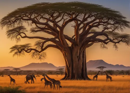 adansonia,serengeti,tsavo,africa,giraffidae,argan tree,samburu,baobab oil,east africa,isolated tree,lone tree,carob tree,tree of life,savanna,argan trees,scratch tree,namib,kilimanjaro,golden trumpet tree,uganda,Art,Classical Oil Painting,Classical Oil Painting 27