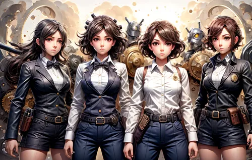 real women,angels of the apocalypse,revolvers,police uniforms,game illustration,officers,surival games 2,massively multiplayer online role-playing game,morgan +4,captain p 2-5,the order of the fields,