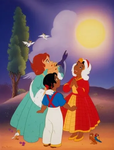 an animated image of s giving each other a kiss,the dawn family,the three magi,disneytoon,aladdin,agrabah,caballeros,companias,folktale,filmation,stepsisters,pocahontas,the three wise men,three kings,