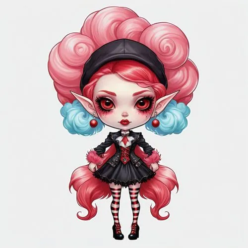 dressup,fashion doll,dollmaker,chibi girl,victorian lady,rockabella,Illustration,Abstract Fantasy,Abstract Fantasy 11